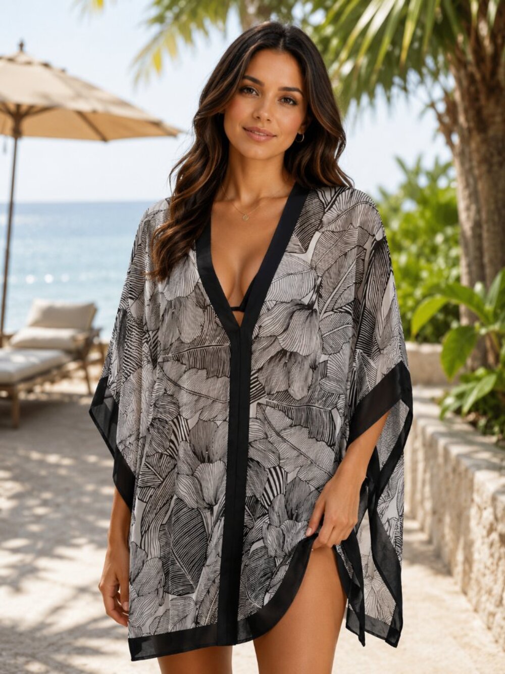 Merona Black and White Swim Cover Up